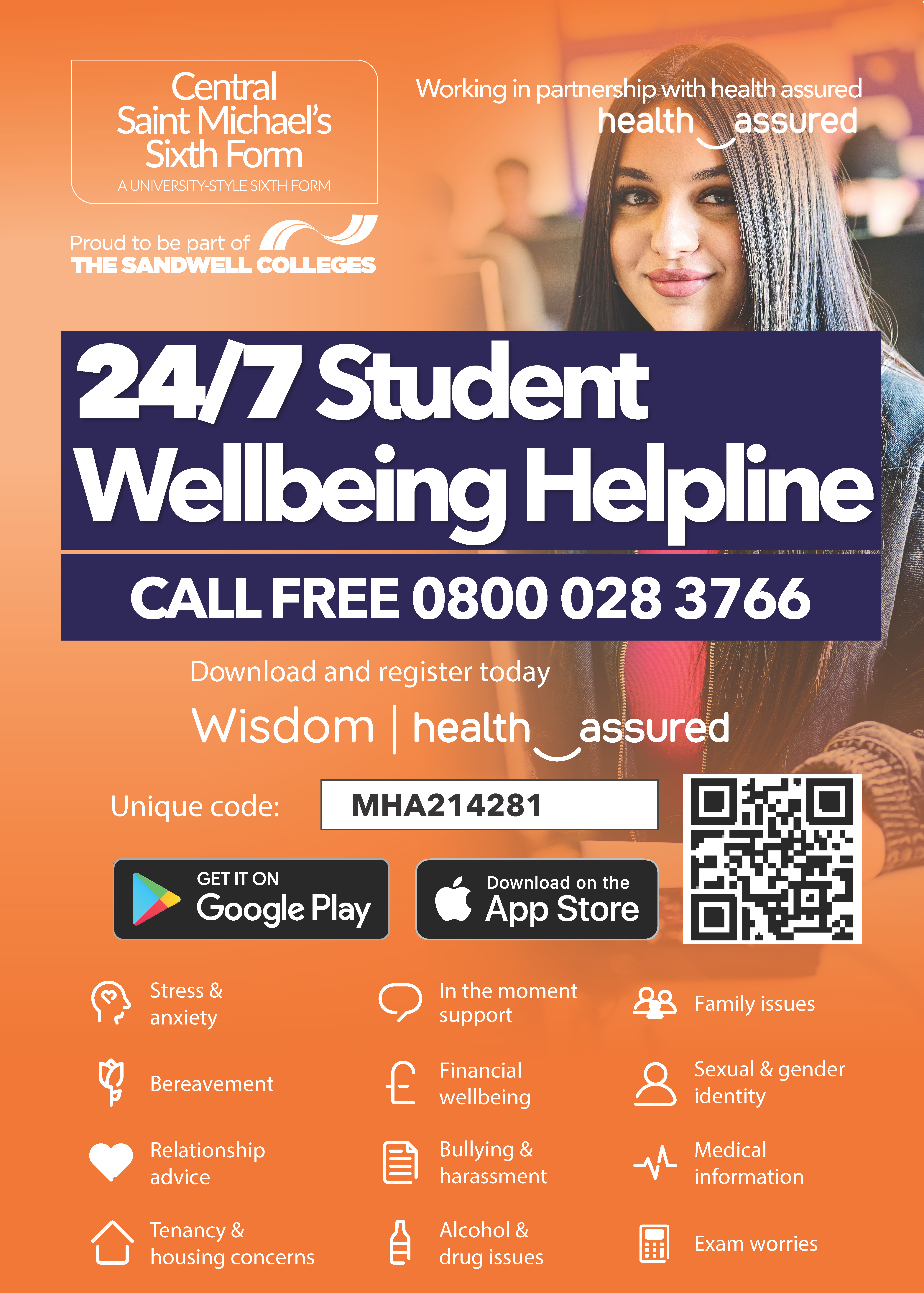 24/7 Student Wellbeing Hotline